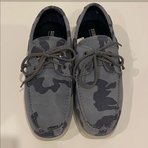 Steve Madden Gametyme Grey Camp Leather Boat Shoe with Box Size 9.5